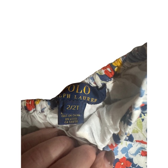 Polo Ralph Lauren Girls Floral Skirt Size 2T Elastic Waist Blue Yellow Red - Picture 3 of 3